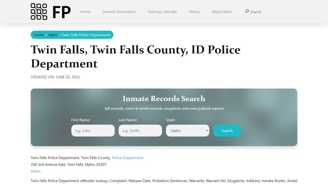 Twin Falls, ID Police - City Jail Inmates, Arrests